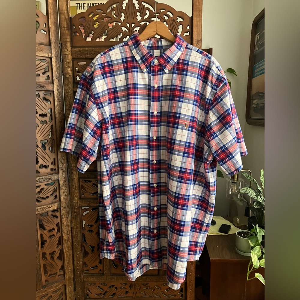 Ralph Lauren short sleeve button down plaid shirt
